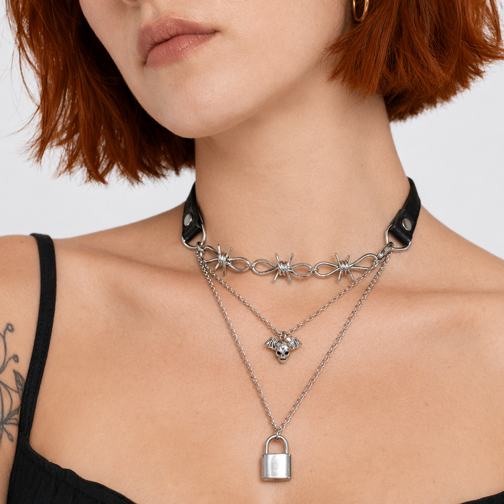Sundown PU Leather Skeleton Necklace Default Title