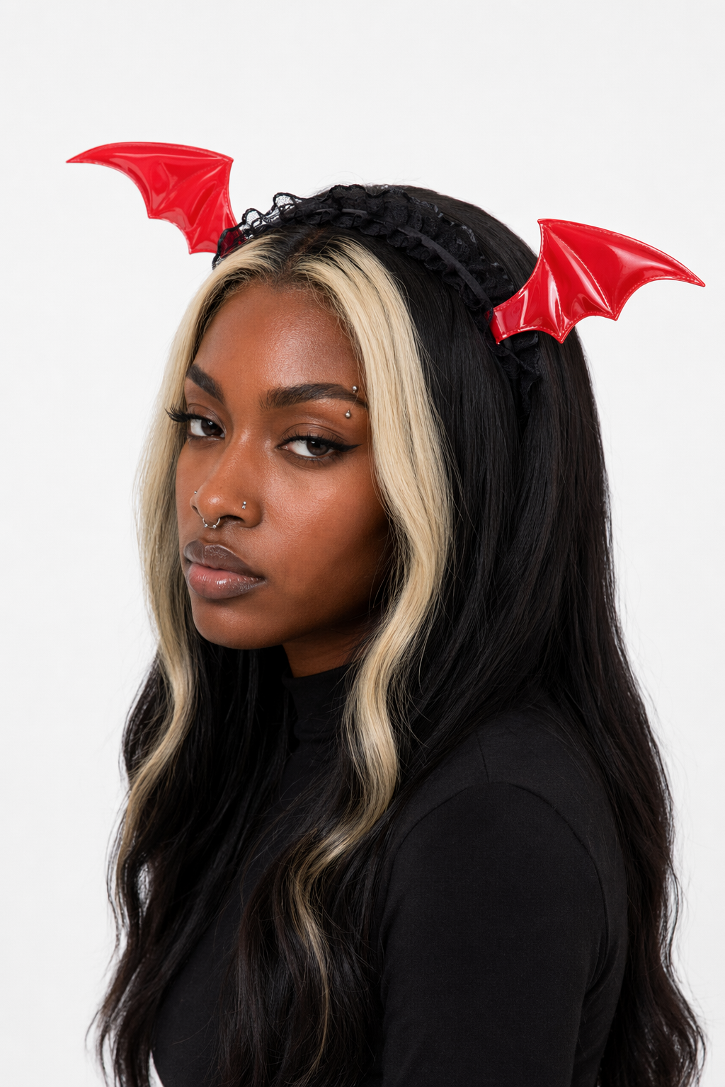 Winged Lace Headband Red