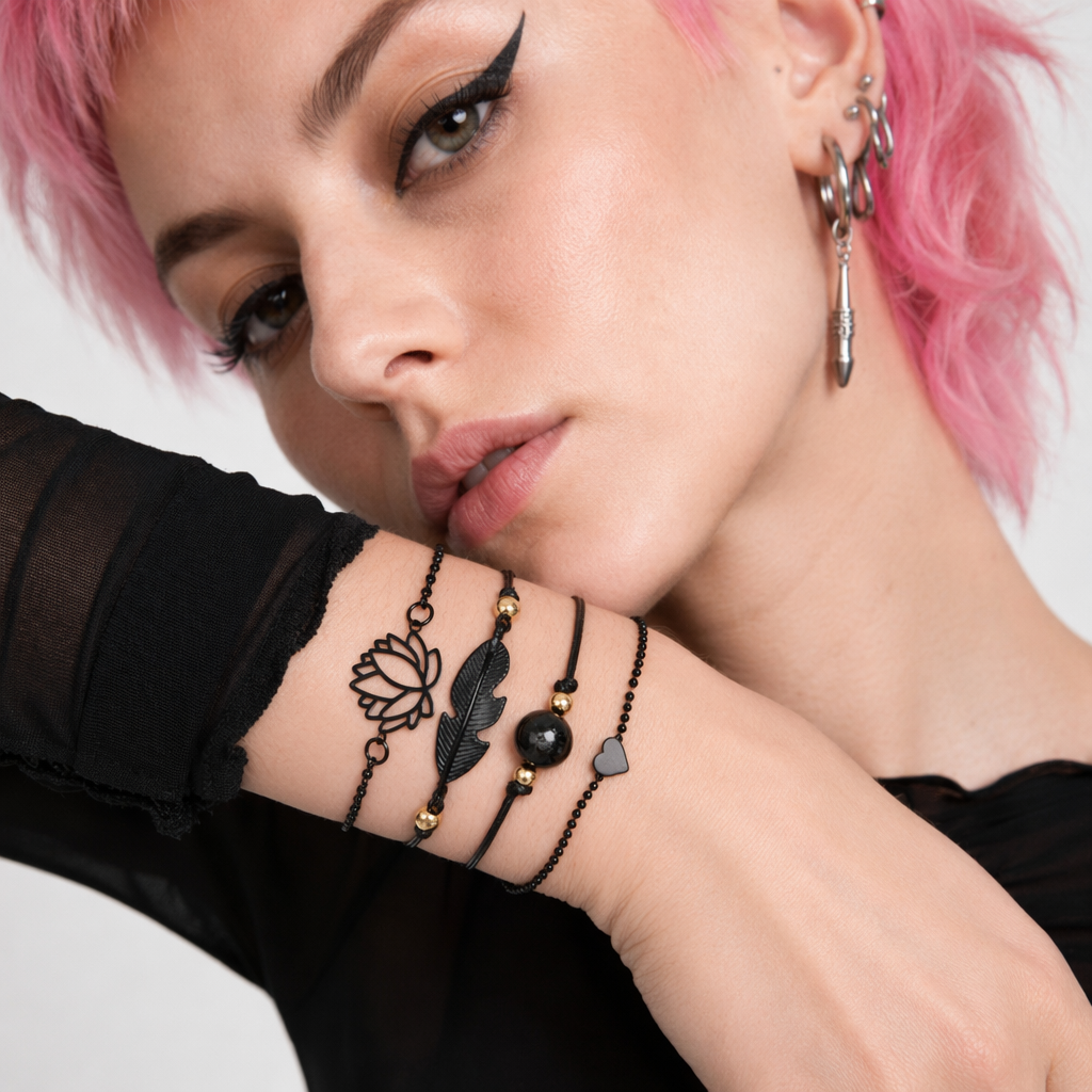 Black Bracelet Set Default Title