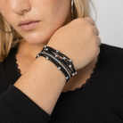 Silver Black Beaded Rope Bracelet Silver