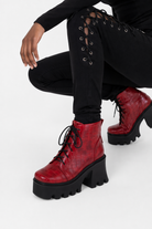 Gothic Lace-Up Leather Boots red