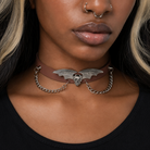 "Skull Bat Choker: Multi-Colored Option" Brown