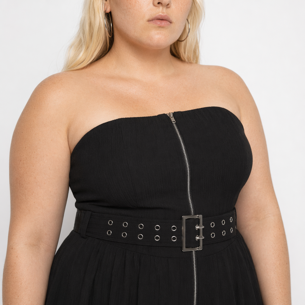 Apocalypse Strapless Belted Dress Black