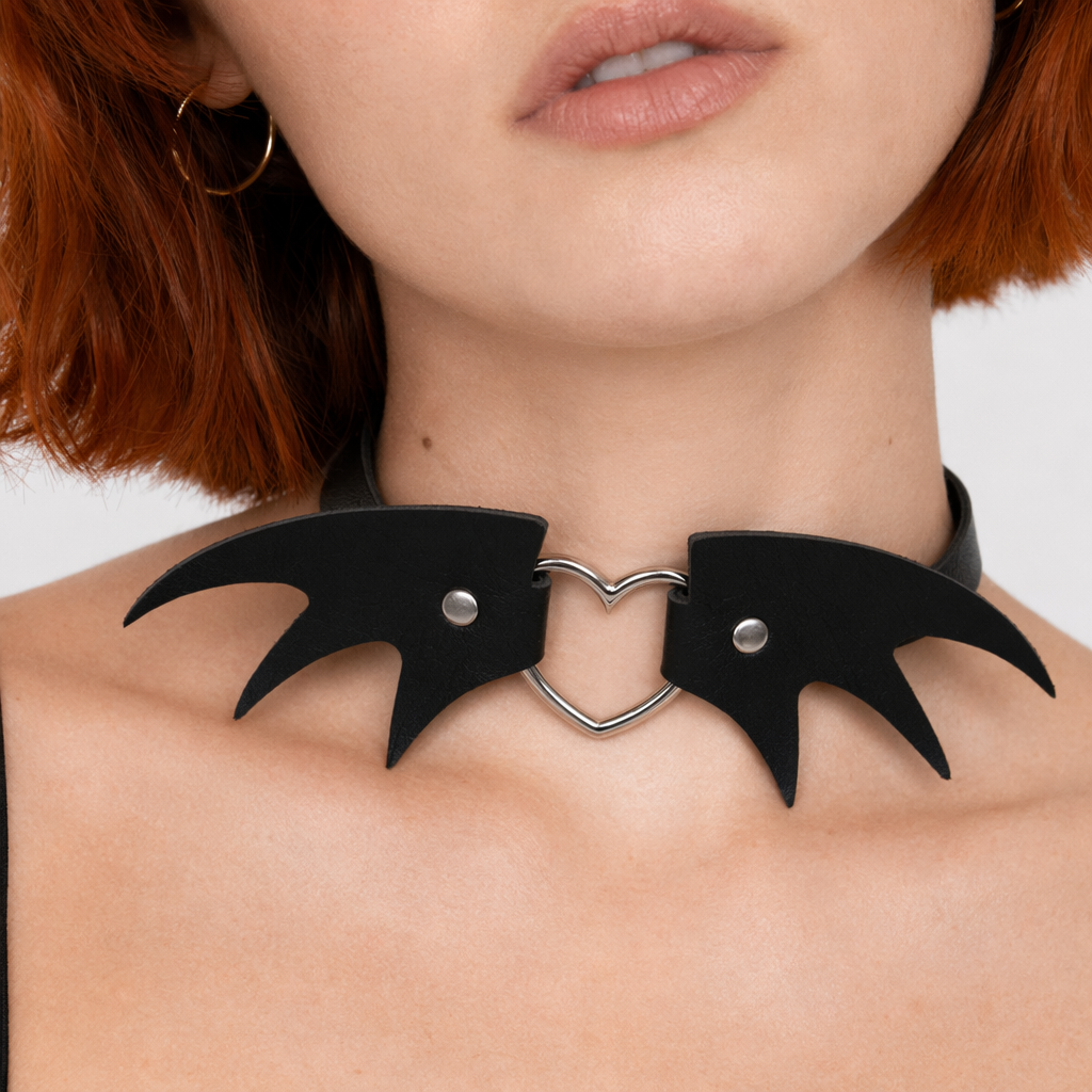 "Batty Black Faux Leather Choker" Default Title