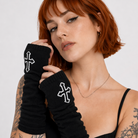 Black Cross Fingerless Gloves Default Title