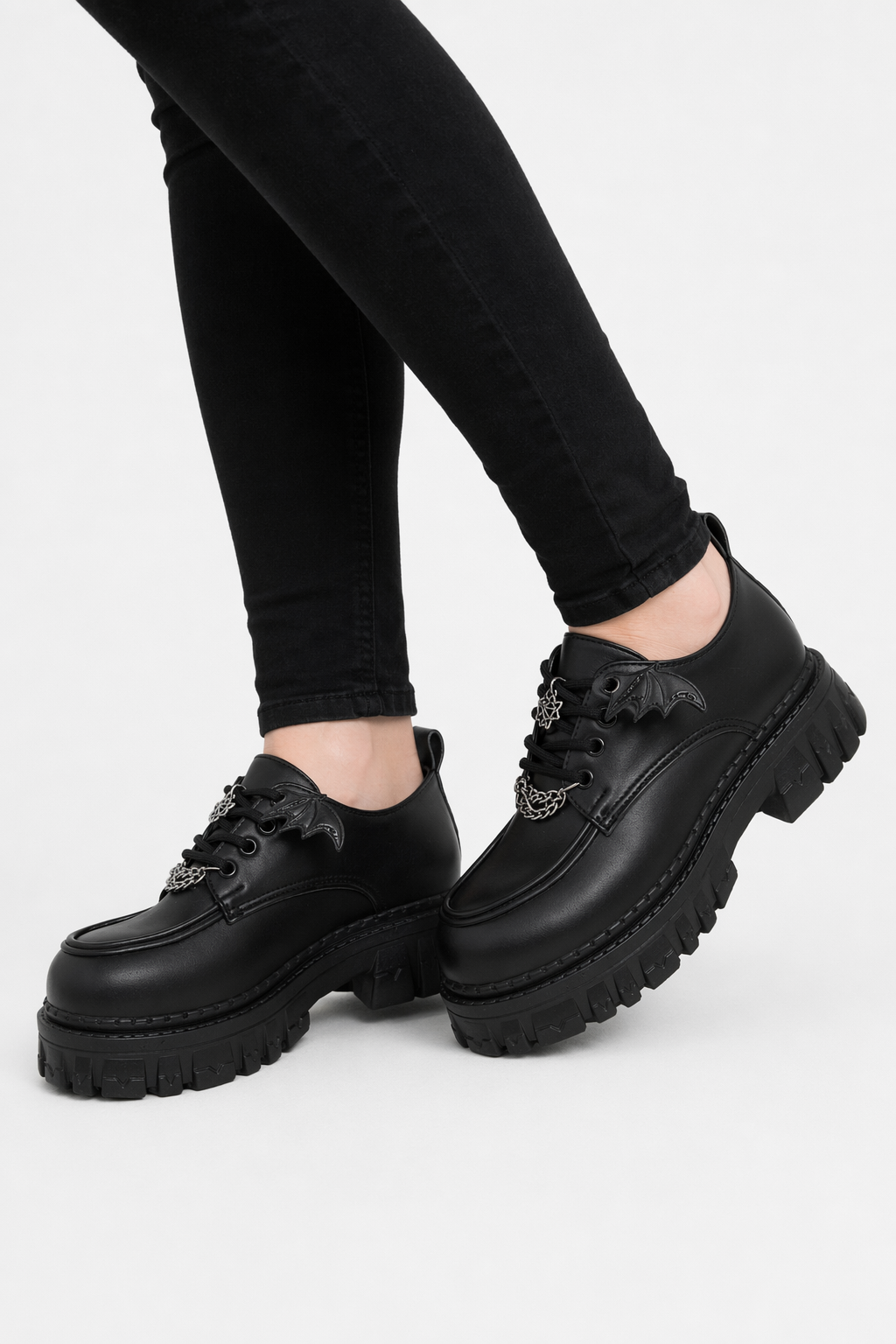 Goth Bat Wings Black Shoes Matte Black