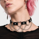 Faux Leather Heart Chain Choker' black