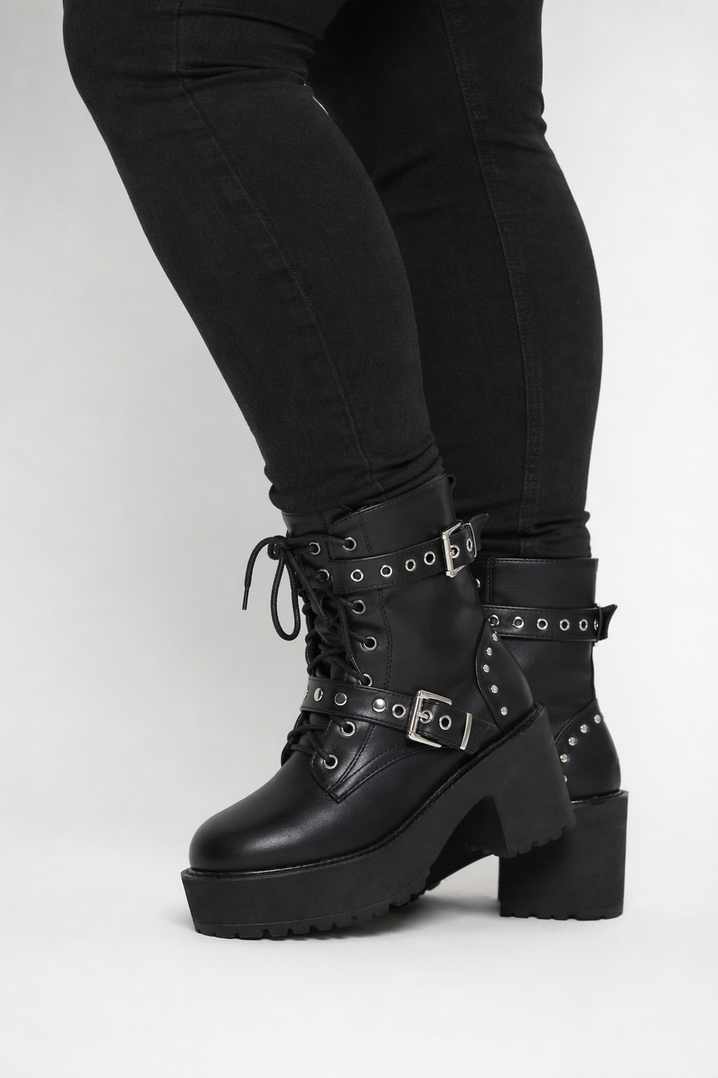 Black Goth Lace-Up Boots black shoes