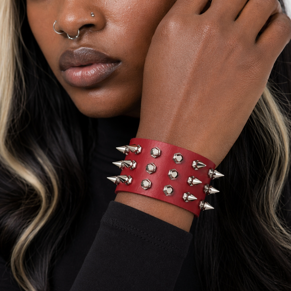 Cobra's Spike Black Bracelet Red