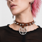 Alt Gothic Spike Choker - Darkest Depths brown