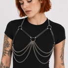 "Black PU Leather Top & Harness" chain belt