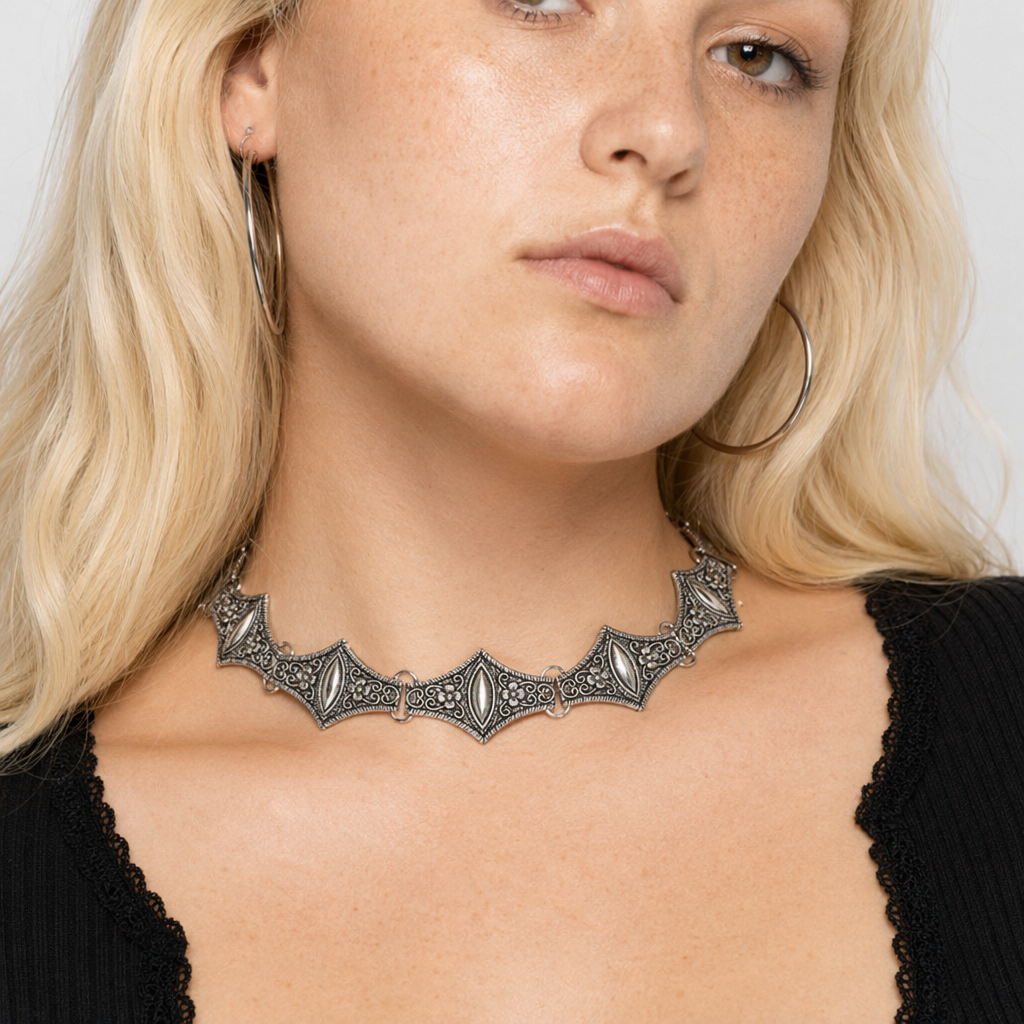 Gothic Geometry Choker Ancient Silver