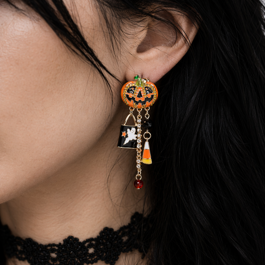 Spooky Pumpkin Tassel Earrings Default Title