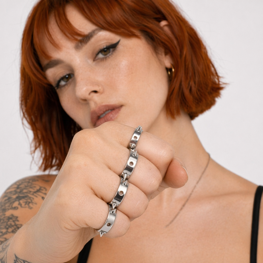 Steel spike ring 10