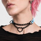 Black Goth Heart Choker - 16 Colors Sky Blue