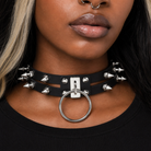 Double Line Rivet Necklace Black