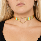 Holographic Heart Choker' gold