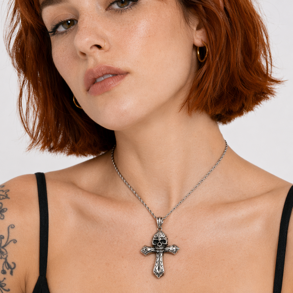 Skull Cross Pendant Necklace Default Title
