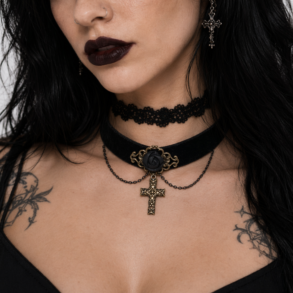 Rose Cross Necklace DD-18