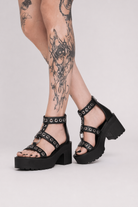 Black Rivet Faux Leather Platform black shoes