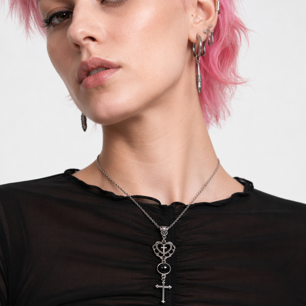 Stone Cross Necklace Default Title