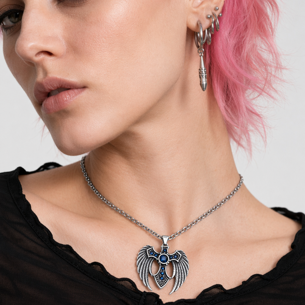 Cross Stone Pendant Blue