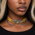 "Skull Bat Choker: Multi-Colored Option" Yellow