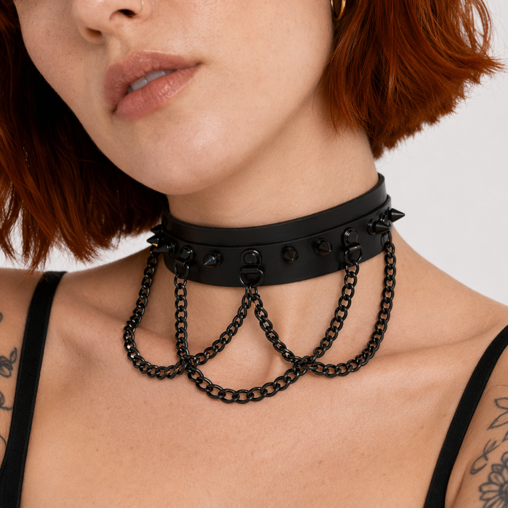 Black Goth Chain Choker Default Title