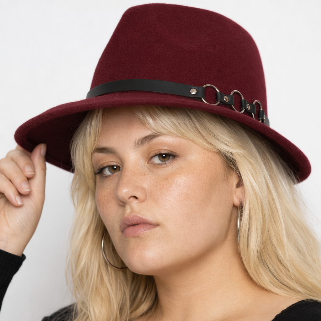 Triple O O-Ring Fedora wine red