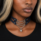 Leather Chain Choker navy
