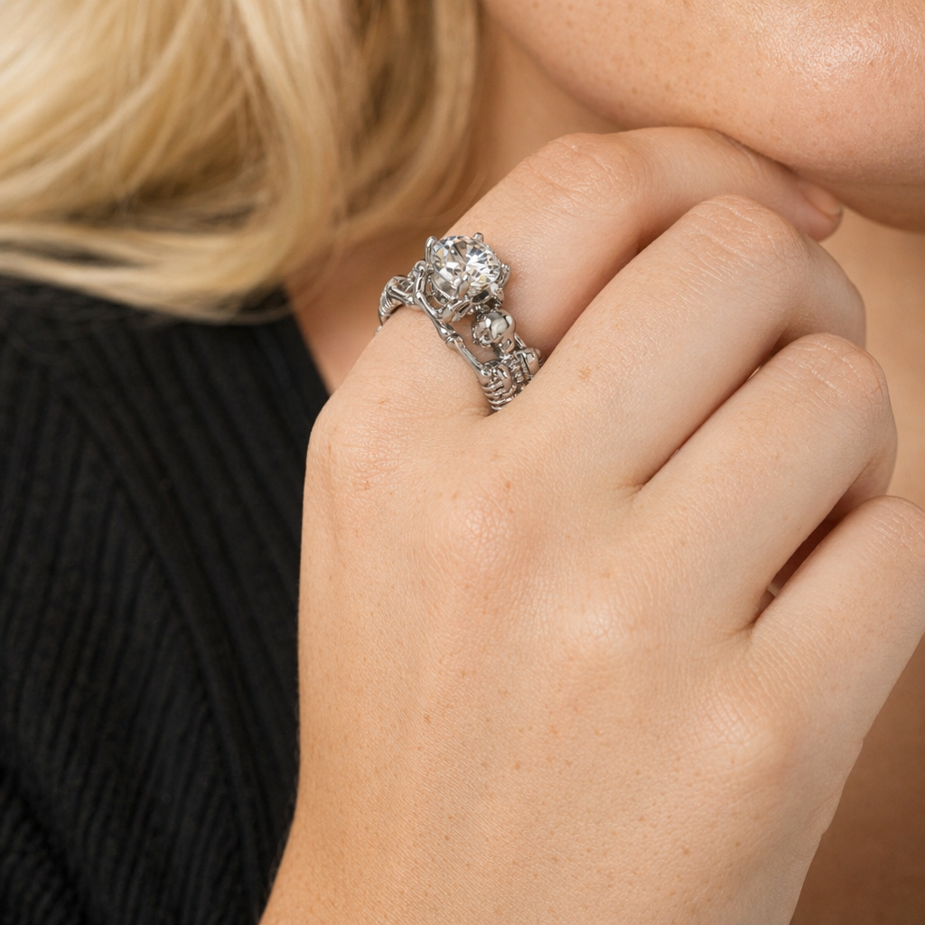 Silver Clear Stone Duo Ring 10