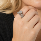 Silver Clear Stone Duo Ring 10