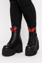 Black Bat Shoe Lace Pair Red small bats