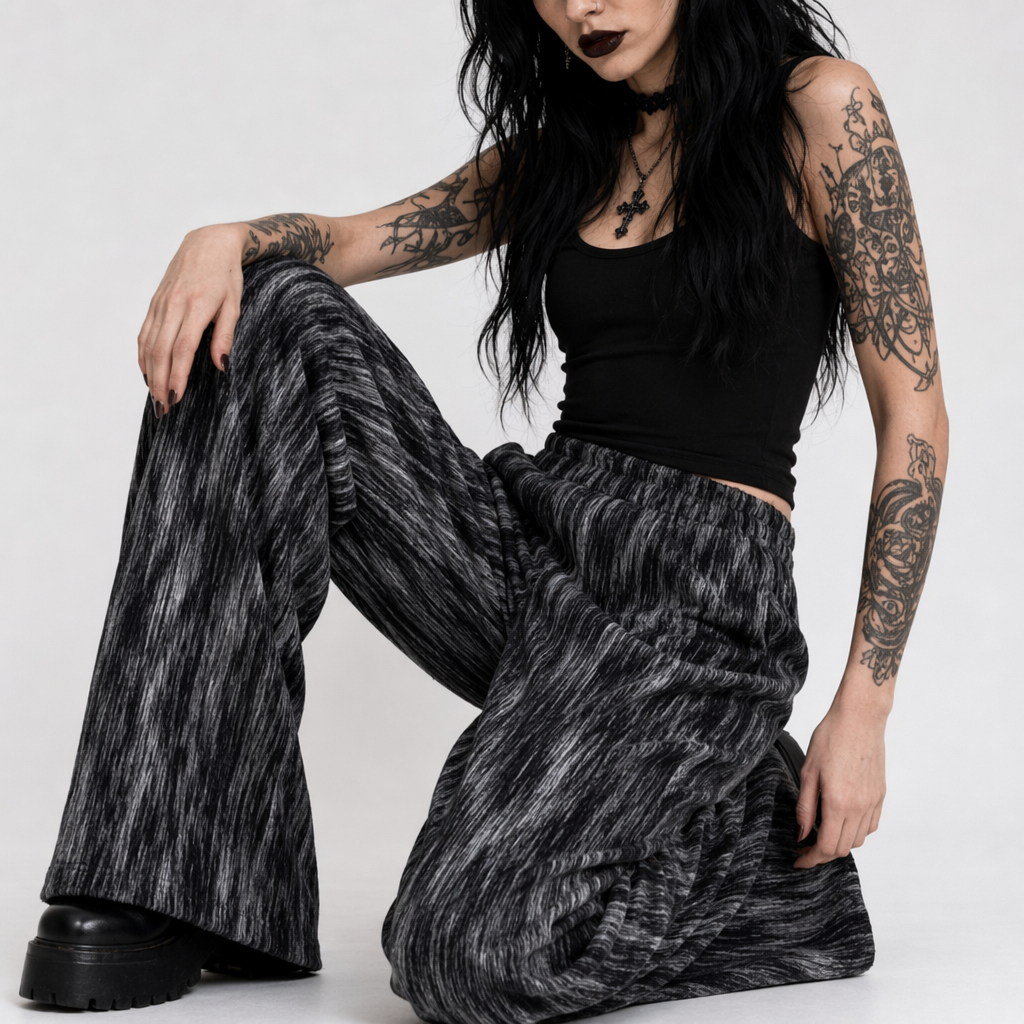 Tie Dye Baggy Trousers black
