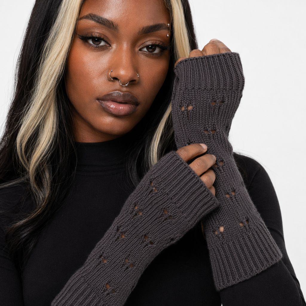 Cute Anime Hand Warmers Dark Grey