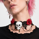 Lace Choker with Skull Rose Default