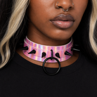 Holo Black Spike Choker (4 shades)' Pink
