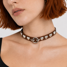 Colorful Heart Choker Brown