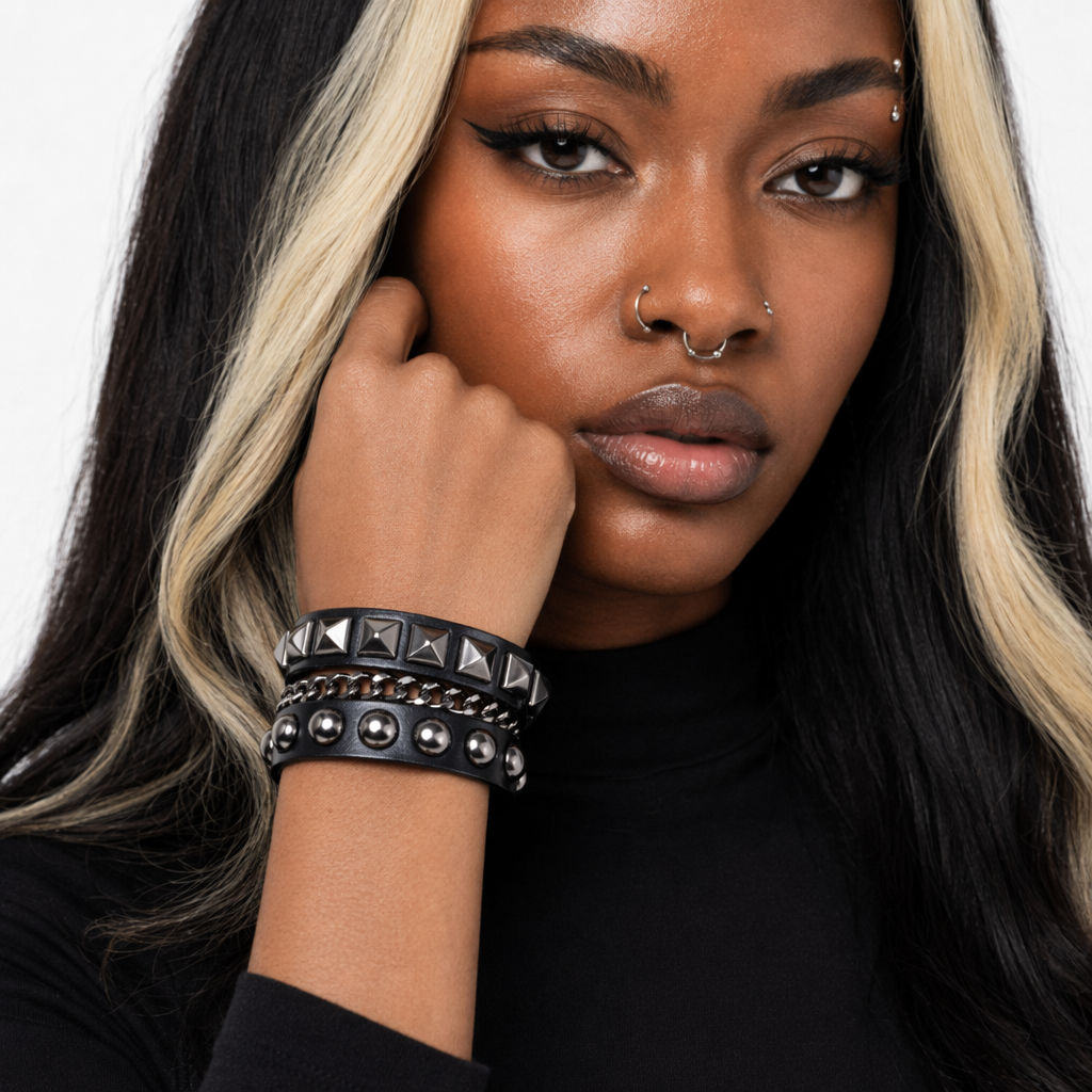 Metallic Leather Bracelets 1