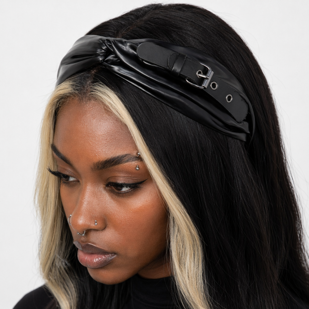 Faux Leather Hair Band - Black Default Title