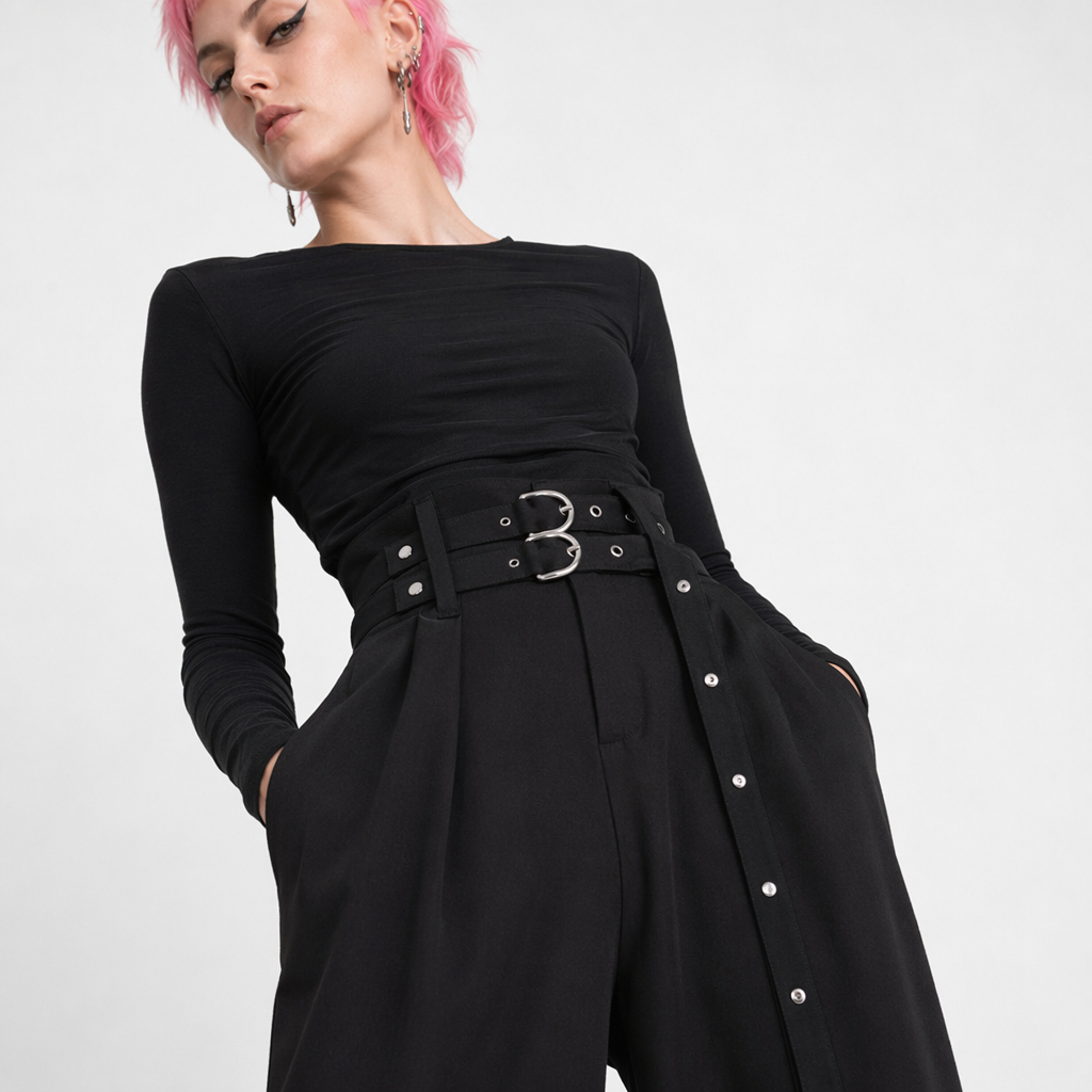 Black Grunge Baggy Pants black