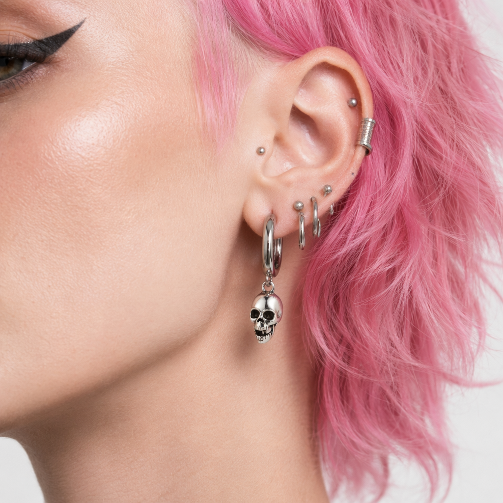 Sterling Silver Skull Earrings Default Title