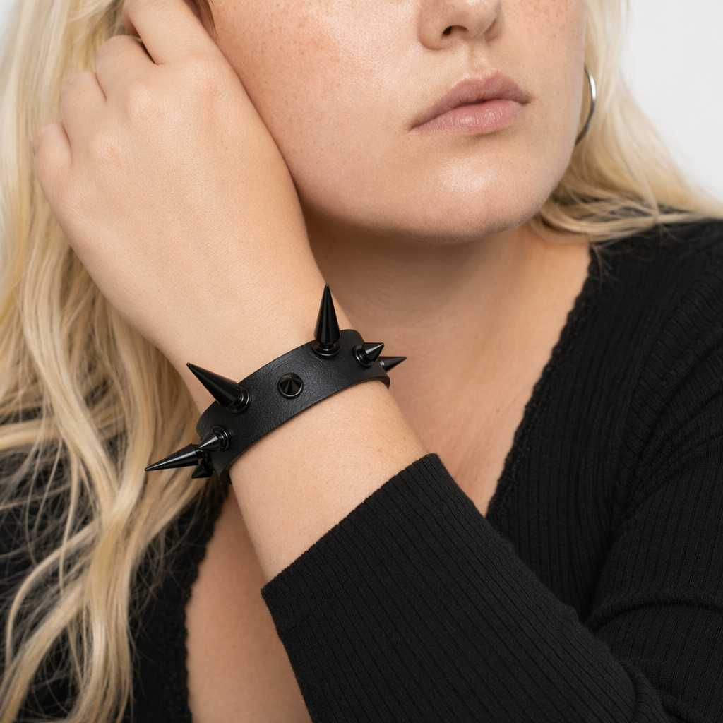 Spike Leather Bracelet - Gothic Default