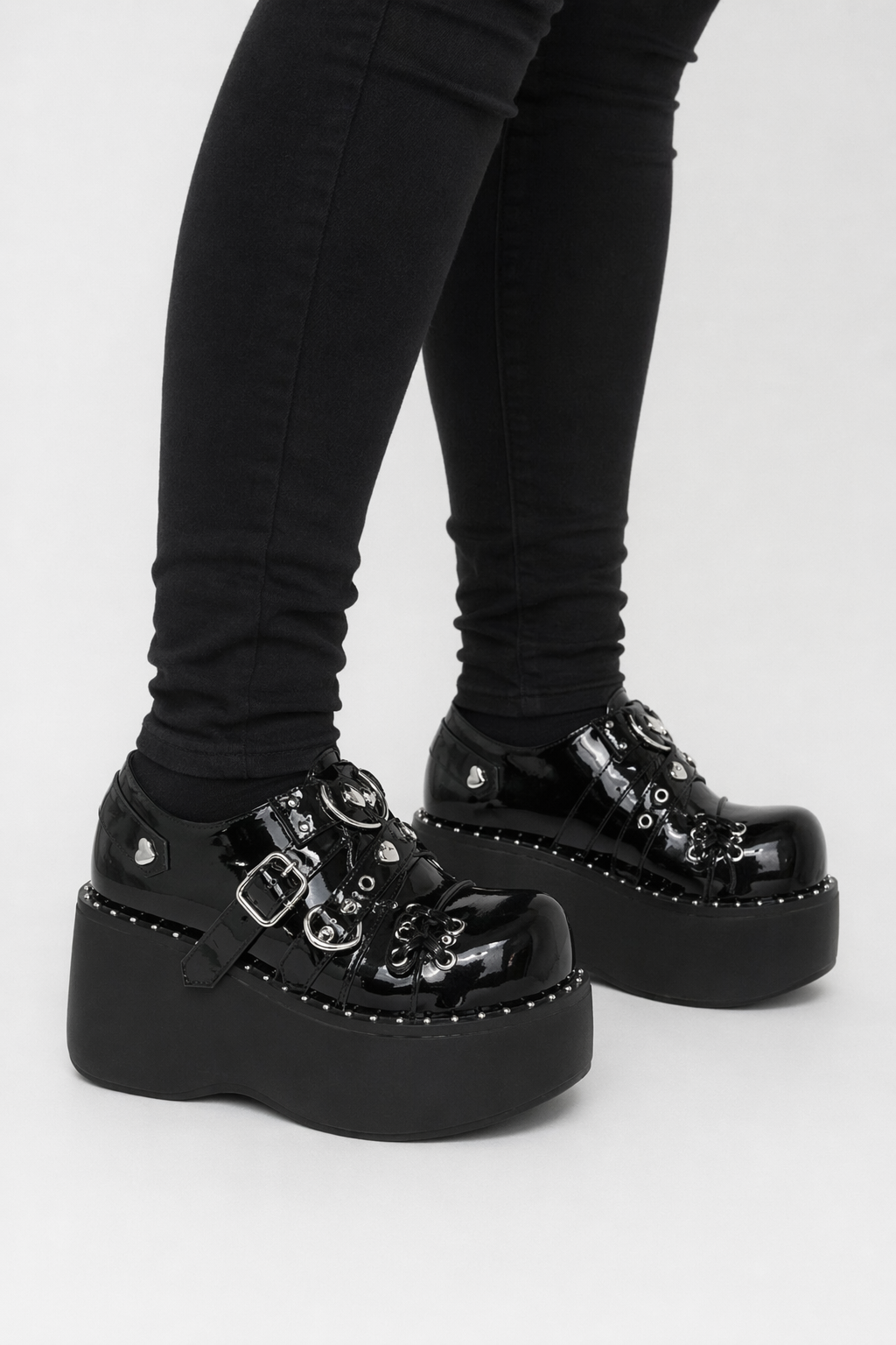 Black Gothic Platform Buckle Shoes black light1