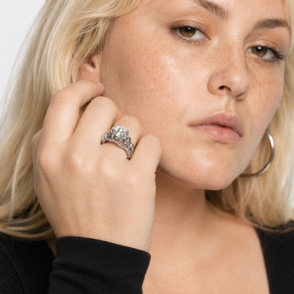 Silver Clear Stone Duo Ring 11
