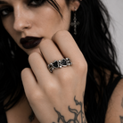 Red and Black Heart Ring Black