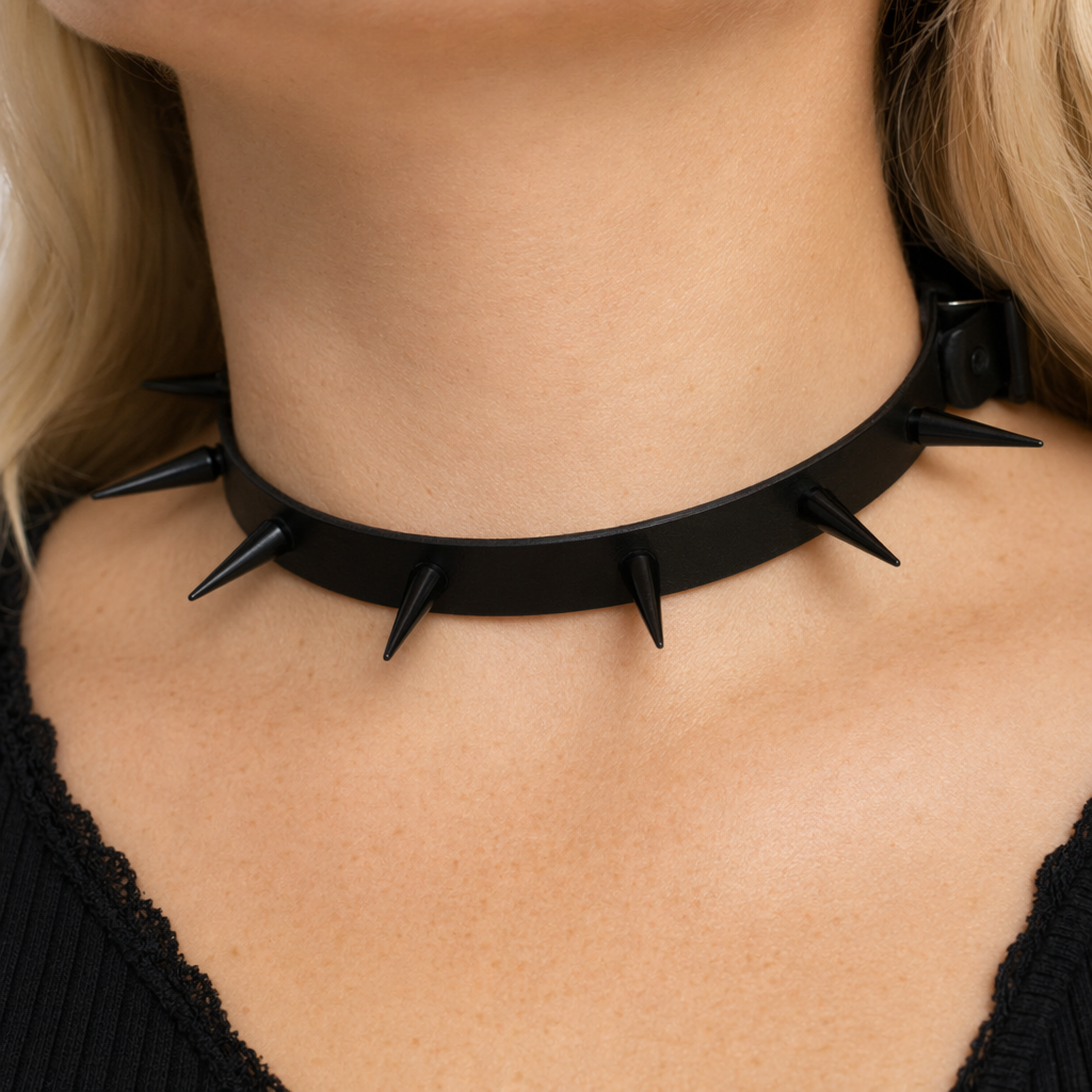 Spike Choker Necklace - Black Default