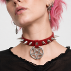 Alt Gothic Spike Choker - Darkest Depths red