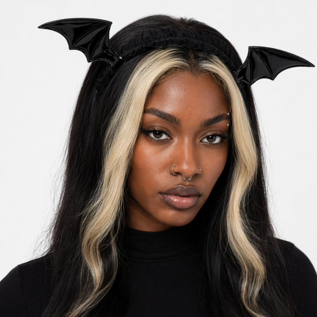 Winged Lace Headband Black