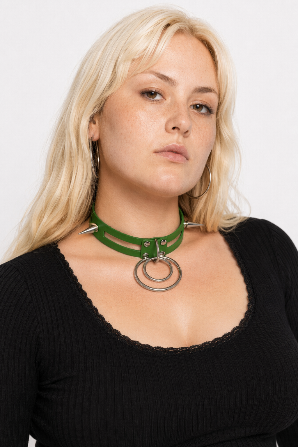 Black Spike Choker (11 Shades) Green